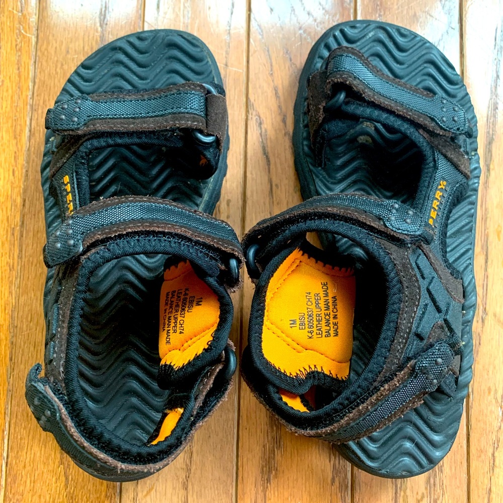 Sperry Brown Orange Leather Strap Sandals